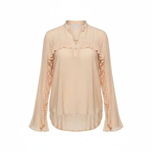 Petal Dew Womens M Peach Ruffle Long Sleeve Button Front Boho Blouse Tunic